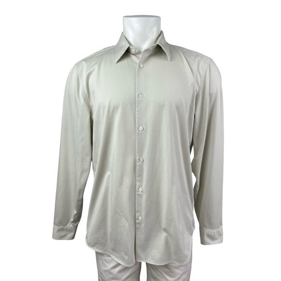 Theory Sylvain Men's Gray Long Sleeve Knit Casual Button Down Shirt Top Size XL